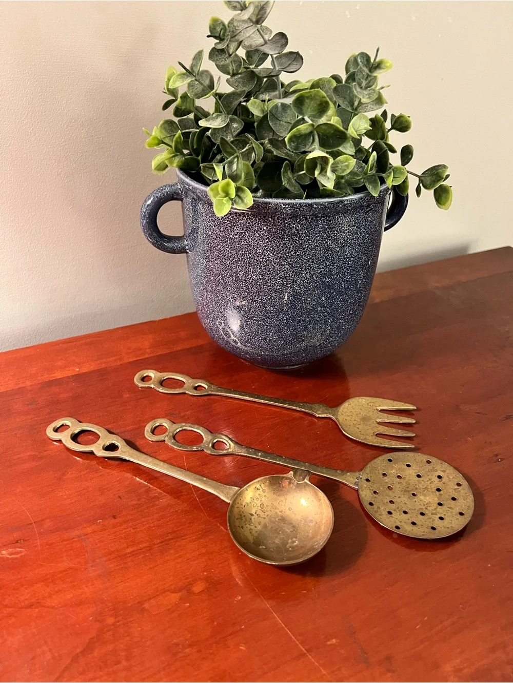 Vintage Brass Kitchen Serving Utensils - Set of 3